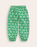 Pantalon sarouel en jersey-Coquillages vert petit pois