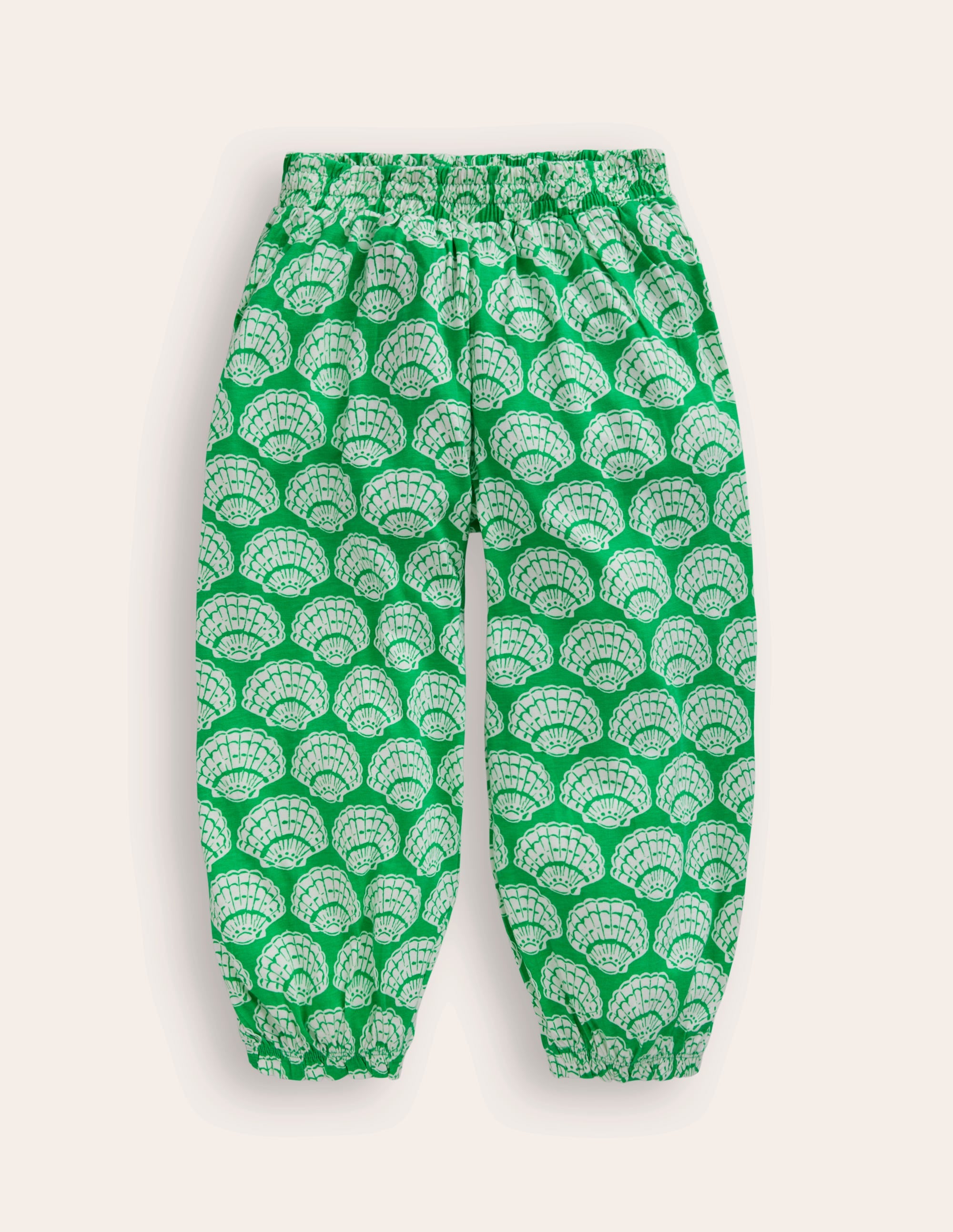Pantalon sarouel en jersey-Coquillages vert petit pois - Image 1