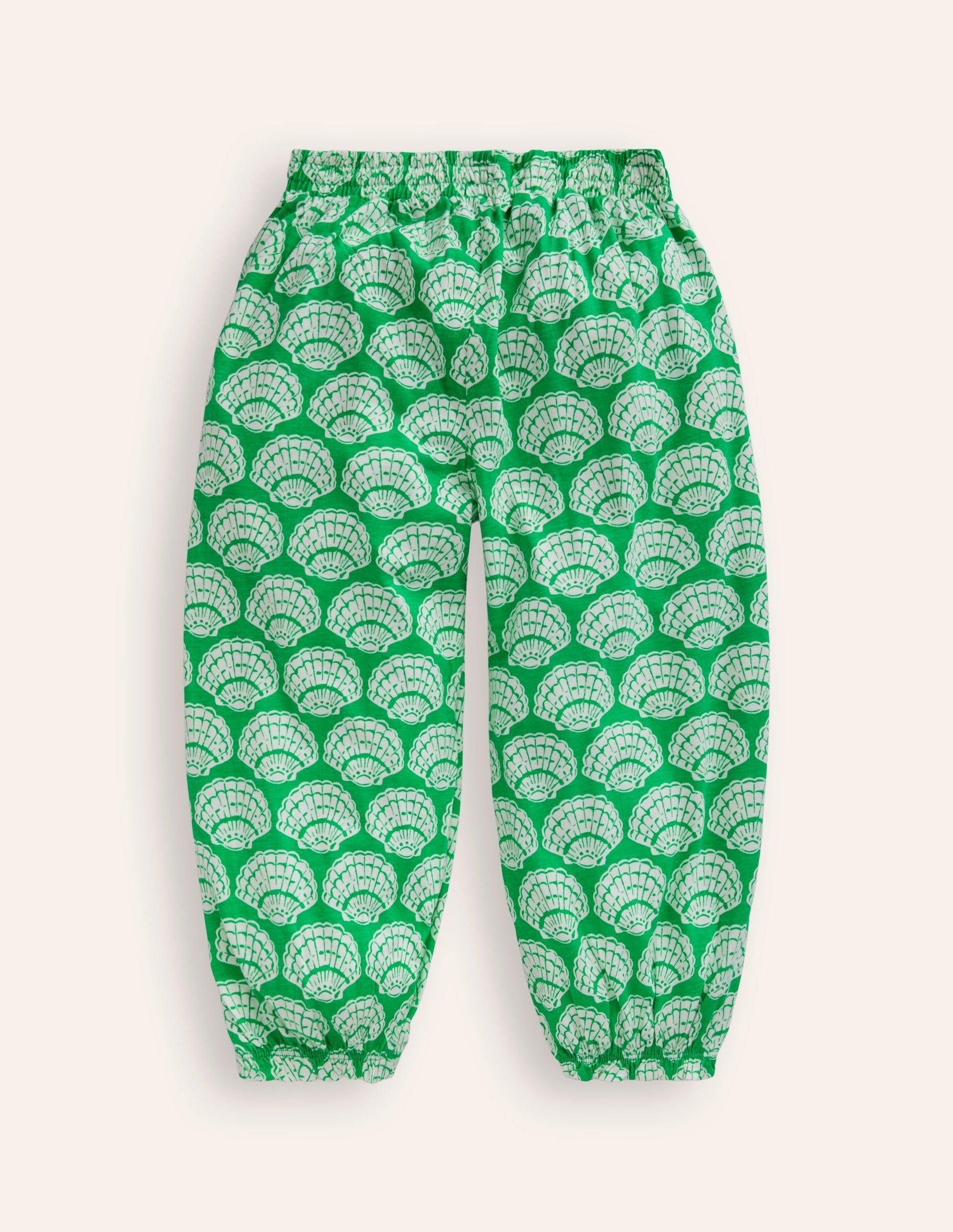 Pantalon sarouel en jersey-Coquillages vert petit pois-2