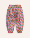 Haremshose aus Jersey-Rosa Pfingstrose Paisley