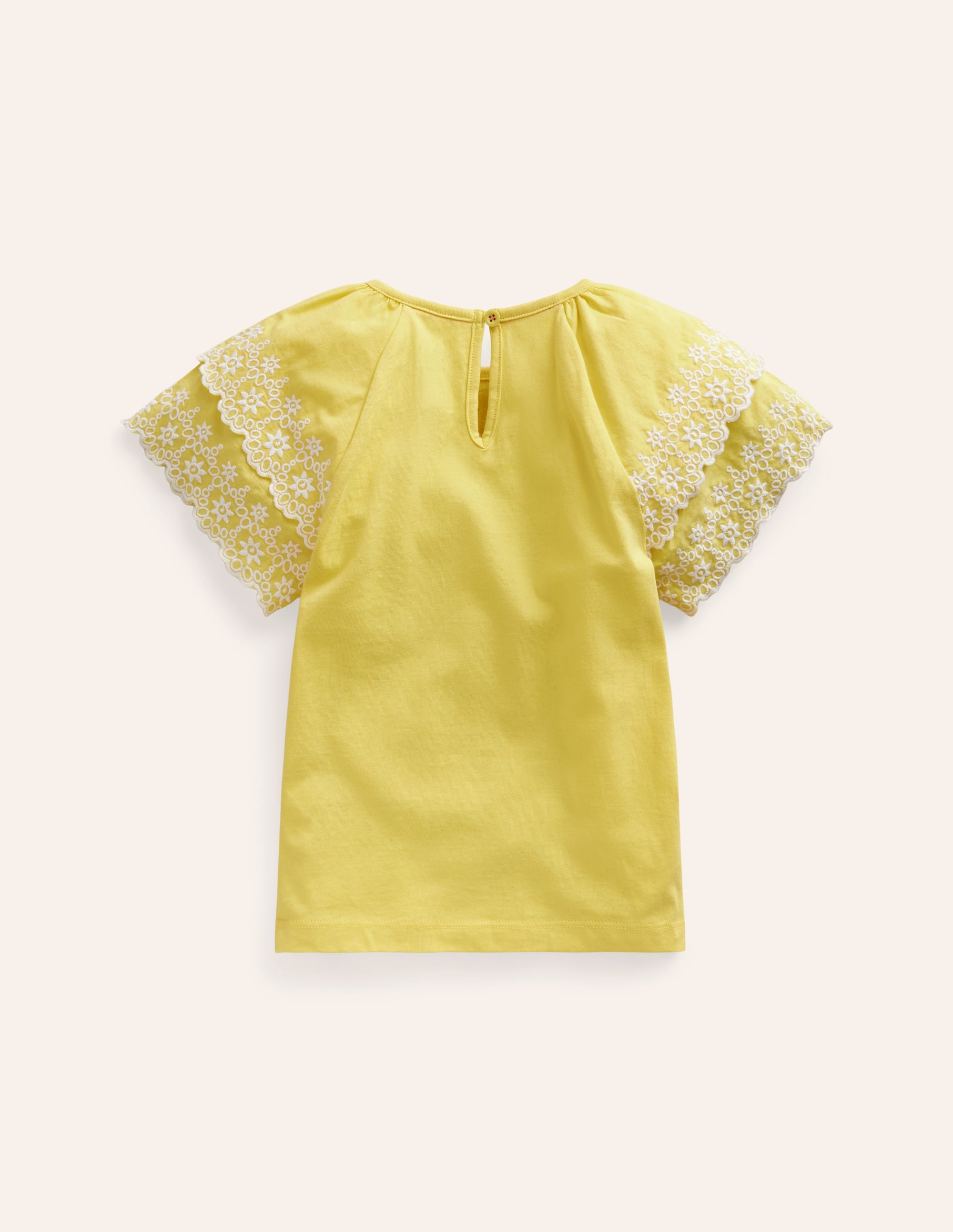 T-shirt à broderie anglaise-Jaune zeste/blanc - Image 2