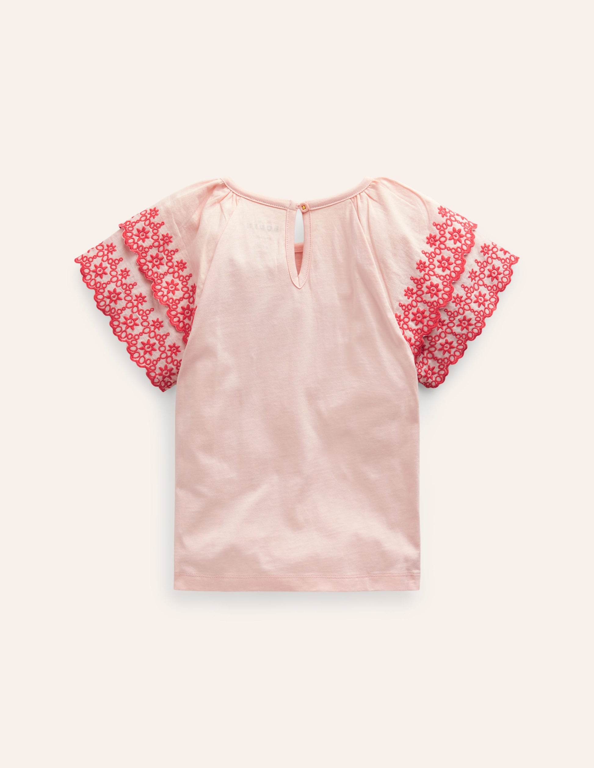 T-shirt à broderie anglaise-Rose/corail-2