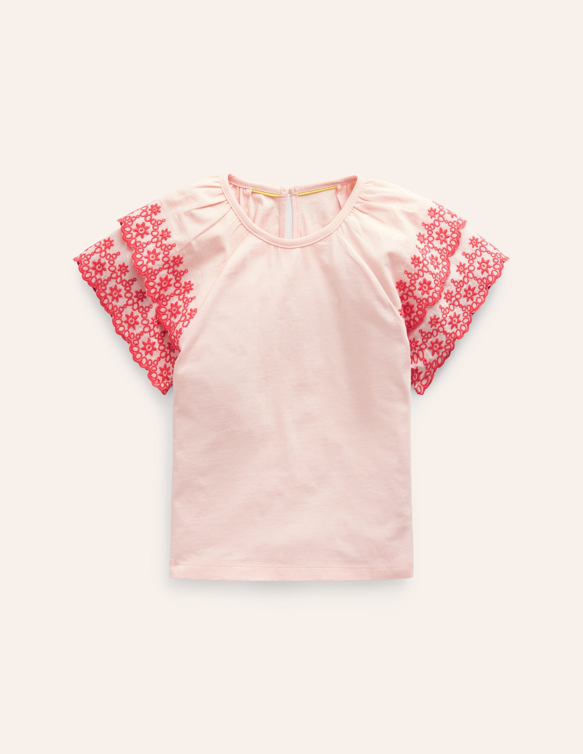 T-shirt à broderie anglaise-Rose/corail-1