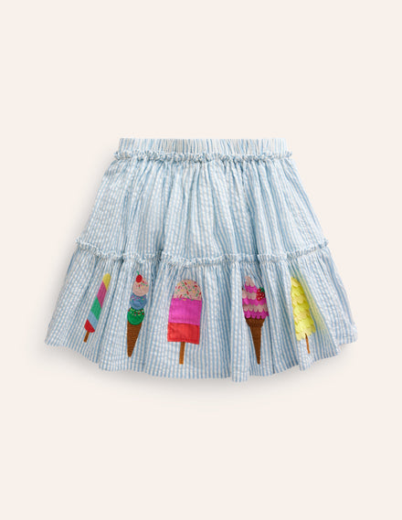 Jupe à appliqué-Glaces bleu/ivoire