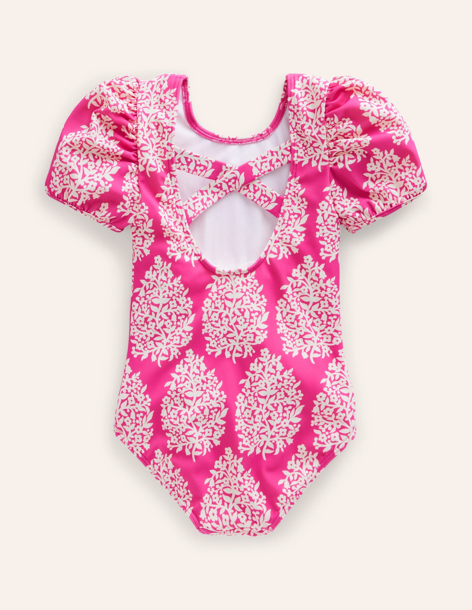 Maillot de bain imprimé à manches bouffantes-Petit motif Flower Stamp rose - Image 4