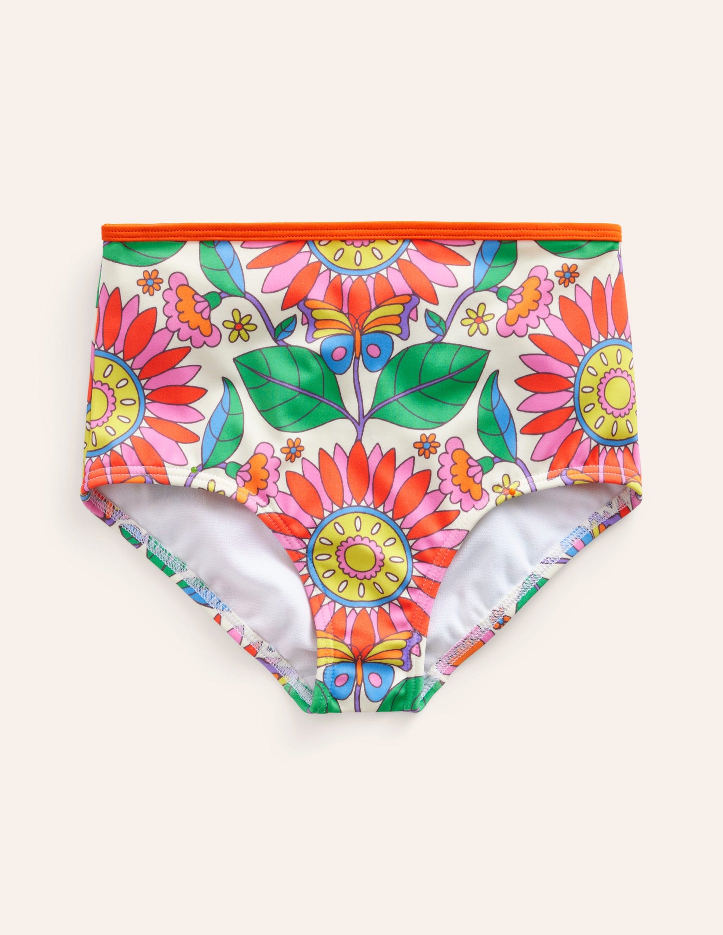 Bikinihose mit hohem Bund-Bunt Gänseblümchen