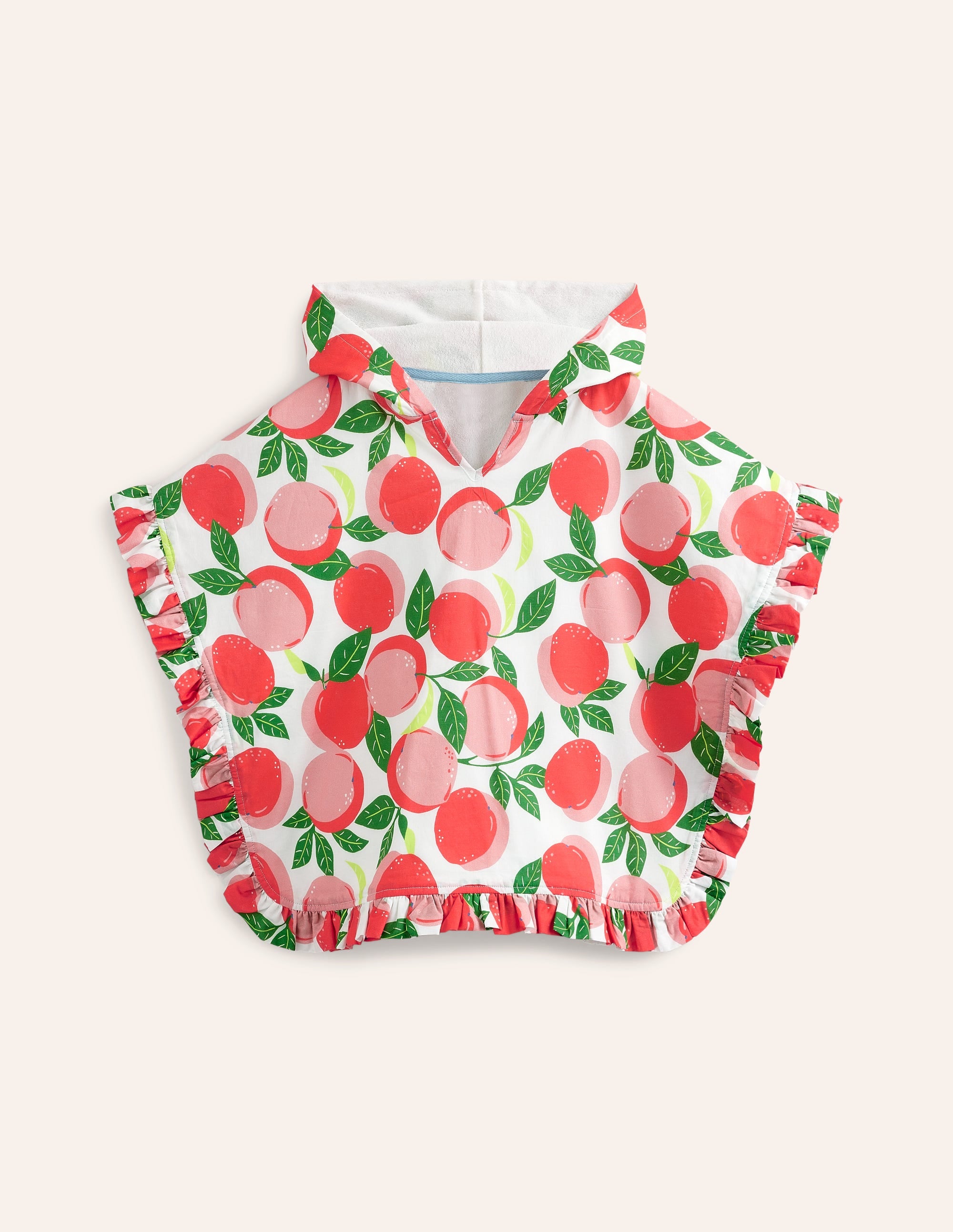 Poncho-Hoodie aus Frottee-Naturweiß Pfirsiche - Image 1