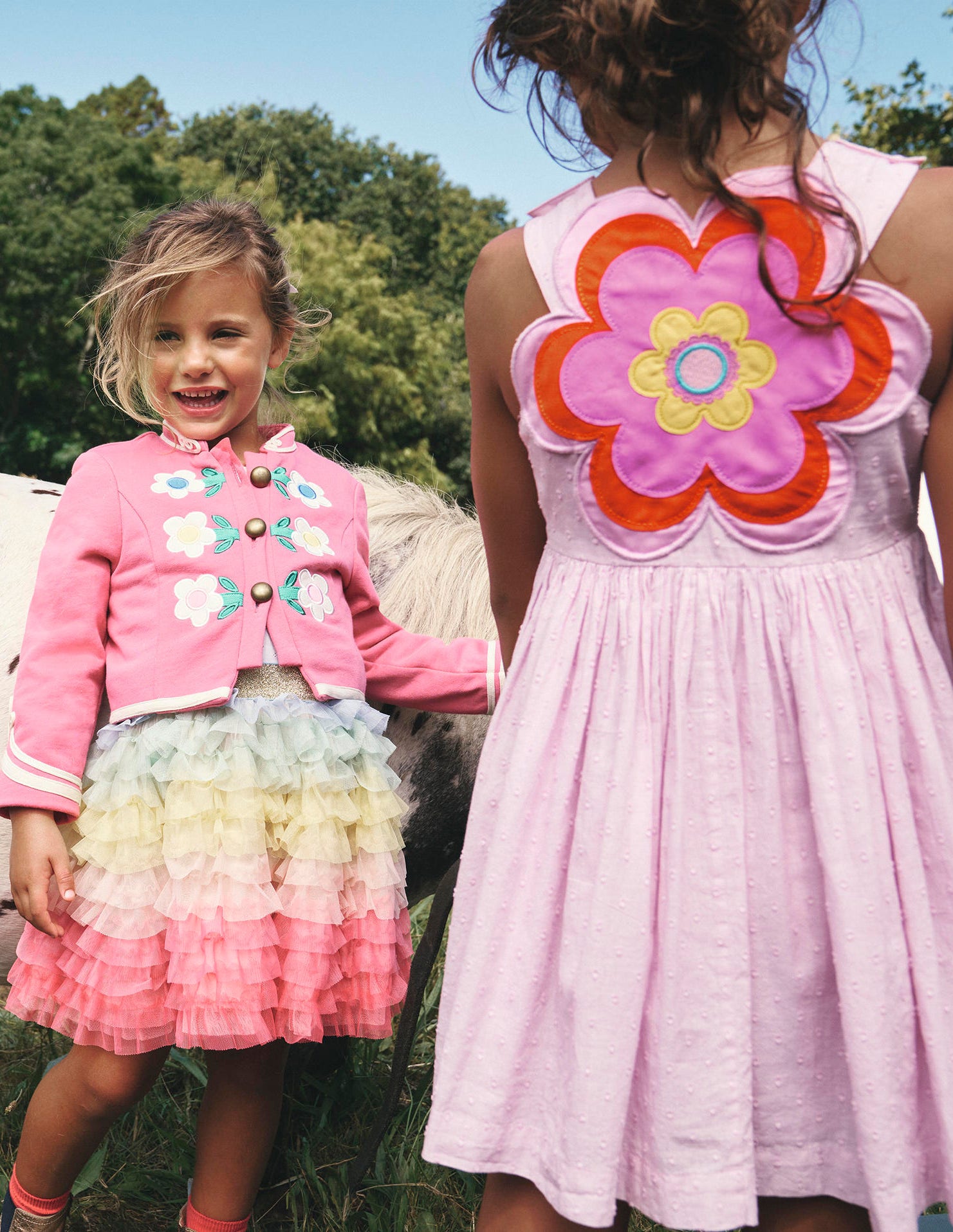 Kleid mit Applikation am Rücken-Zuckermandel-Rosa Blume-4