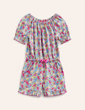 Printed Jersey Playsuit-Festival Pink Nautical Floral