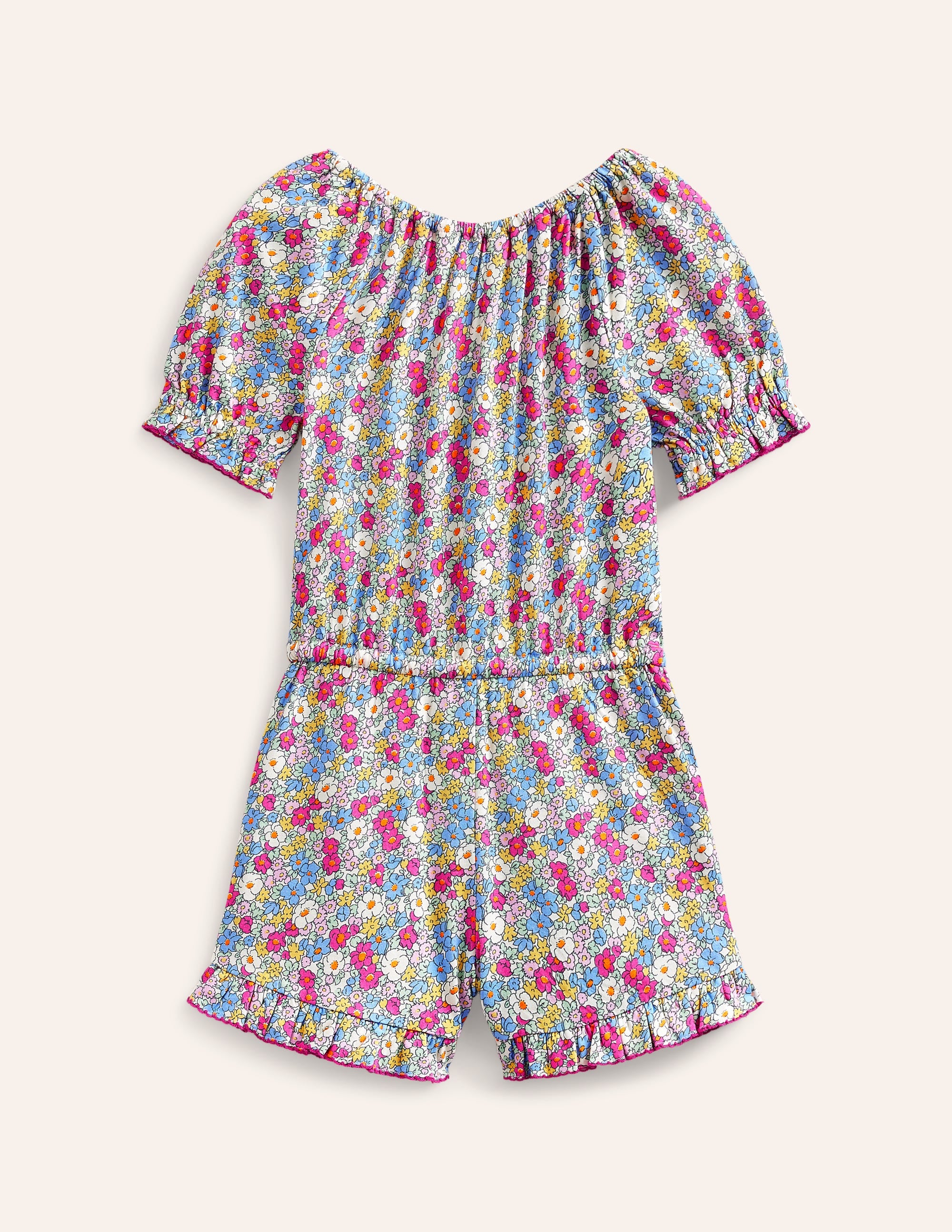 Combishort en jersey imprimé-Motif floral nautique rose festival - Image 2