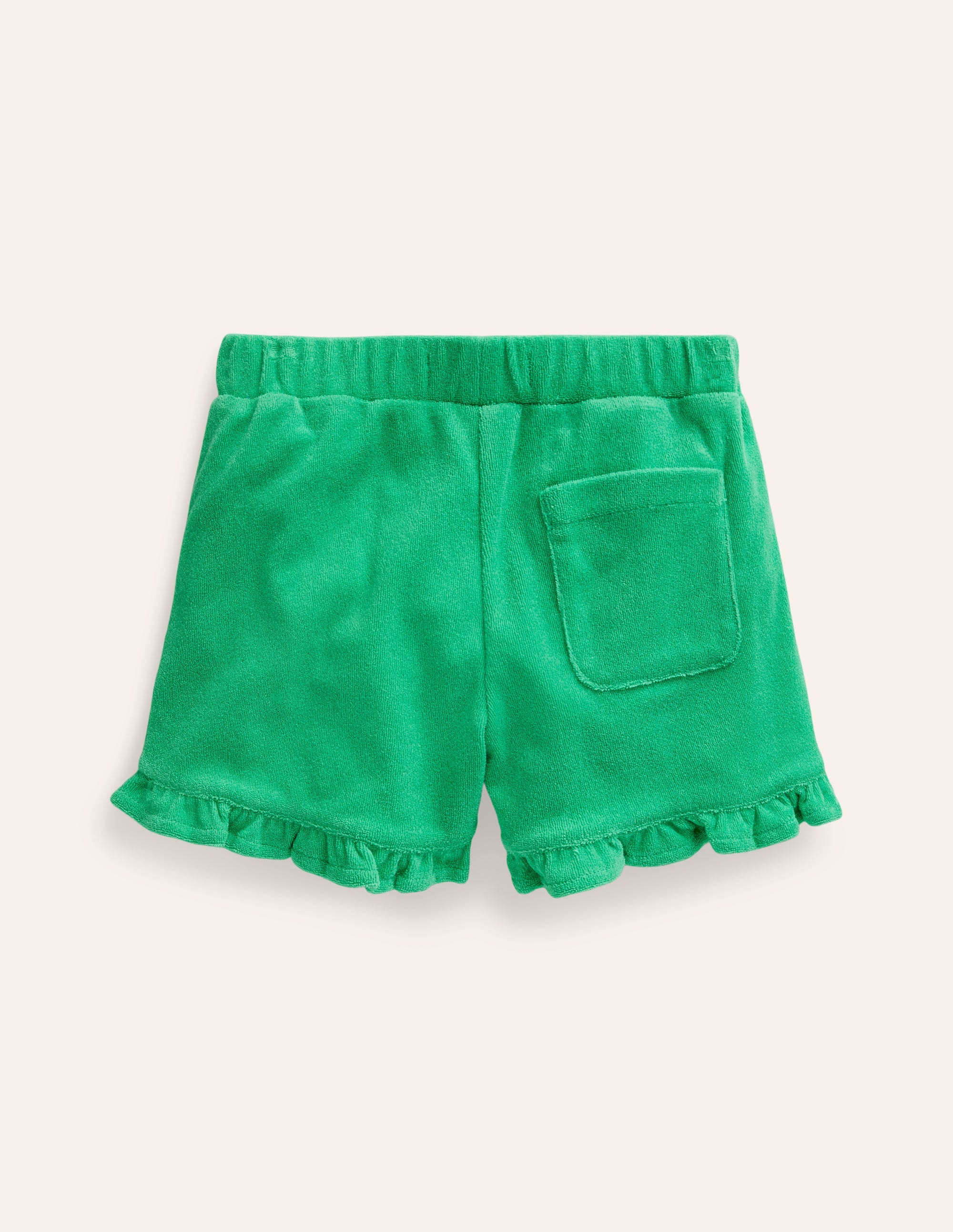 Frottee-Shorts mit Rüschensaum-Erbsengrün - Image 2