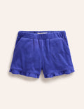 Frottee-Shorts mit Rüschensaum-Tiefblau