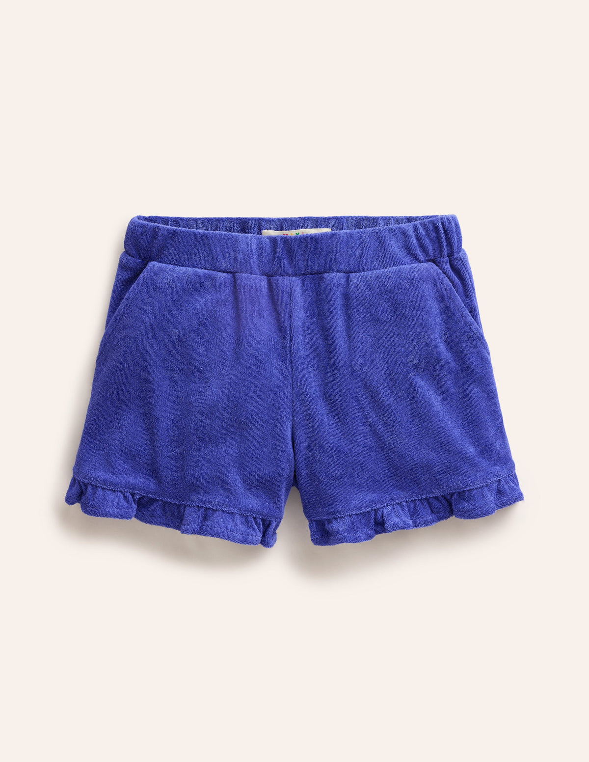 Frottee-Shorts mit Rüschensaum-Tiefblau - Image 1