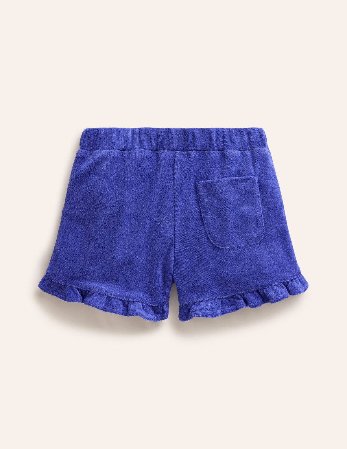 Frottee-Shorts mit Rüschensaum-Tiefblau-2