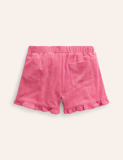 Frottee-Shorts mit Rüschensaum-Animals/Stripe