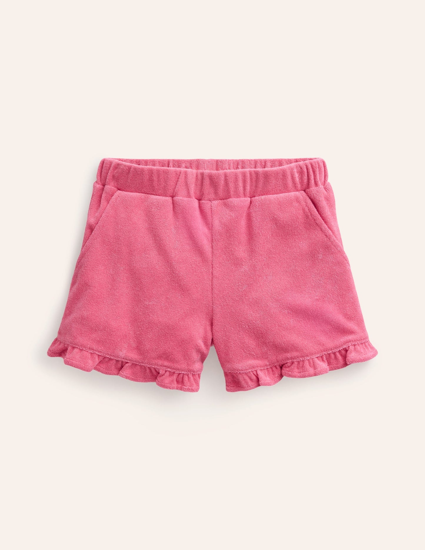 Frottee-Shorts mit Rüschensaum-Animals/Stripe