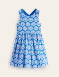 Kleid mit gekreuzten Rückenträgern-Blau Meeresmuscheln