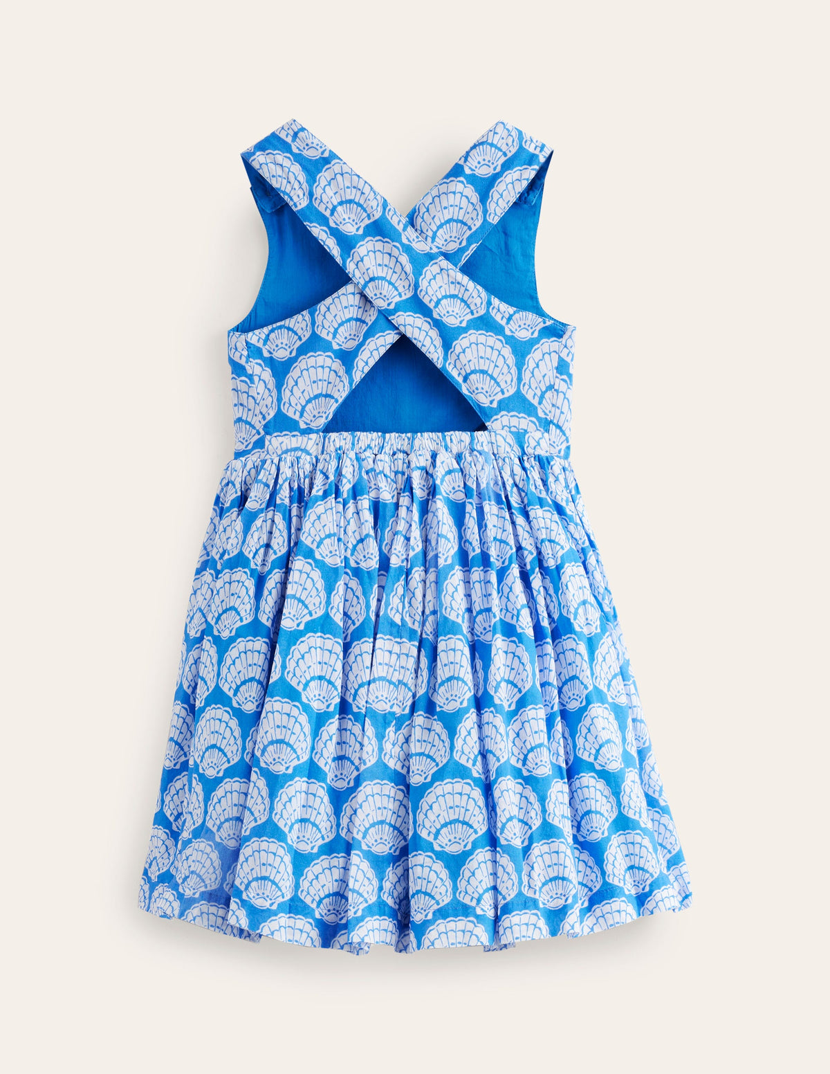 Kleid mit gekreuzten Rückenträgern-Blau Meeresmuscheln-2
