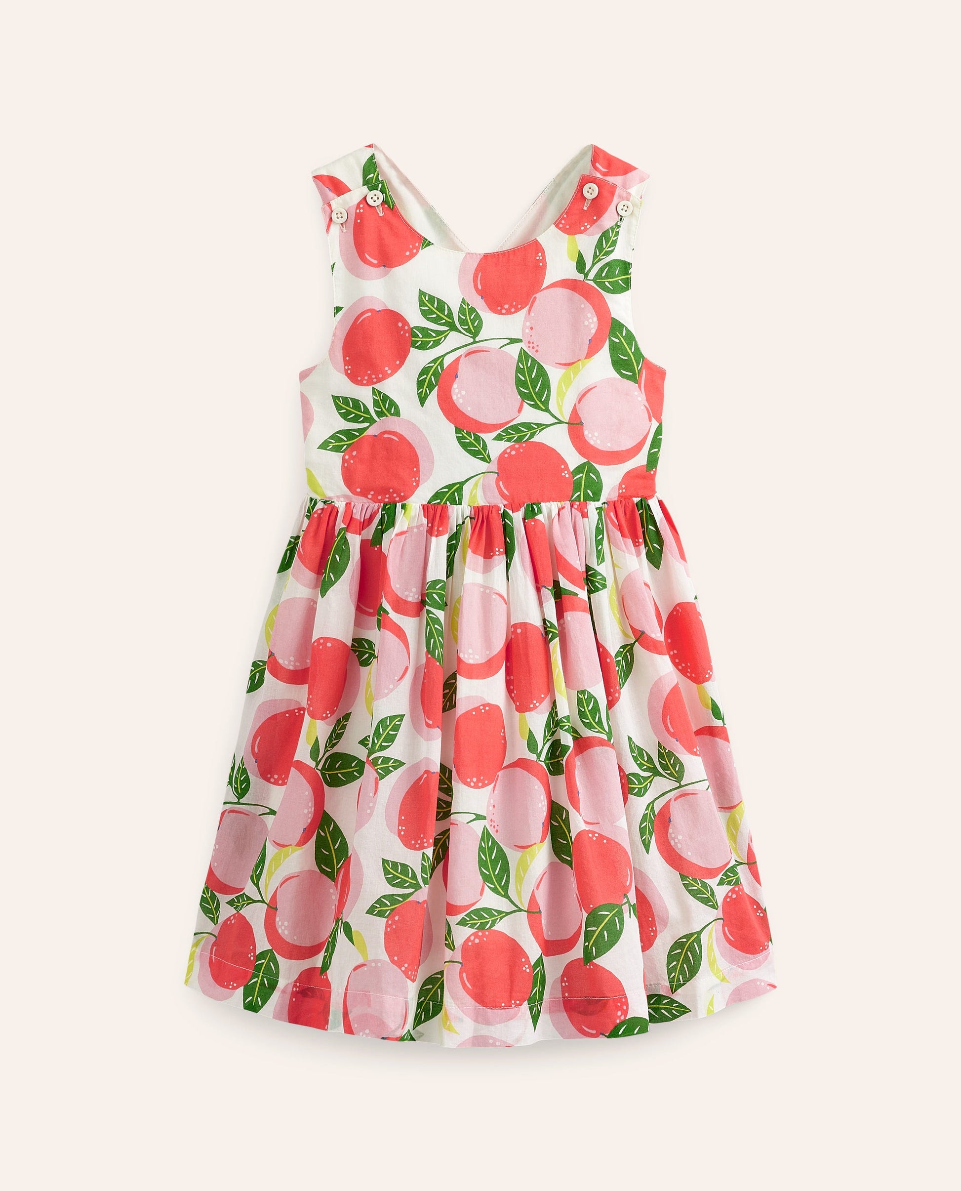 Kleid mit gekreuzten Rückenträgern-Naturweiß Pfirsiche-1