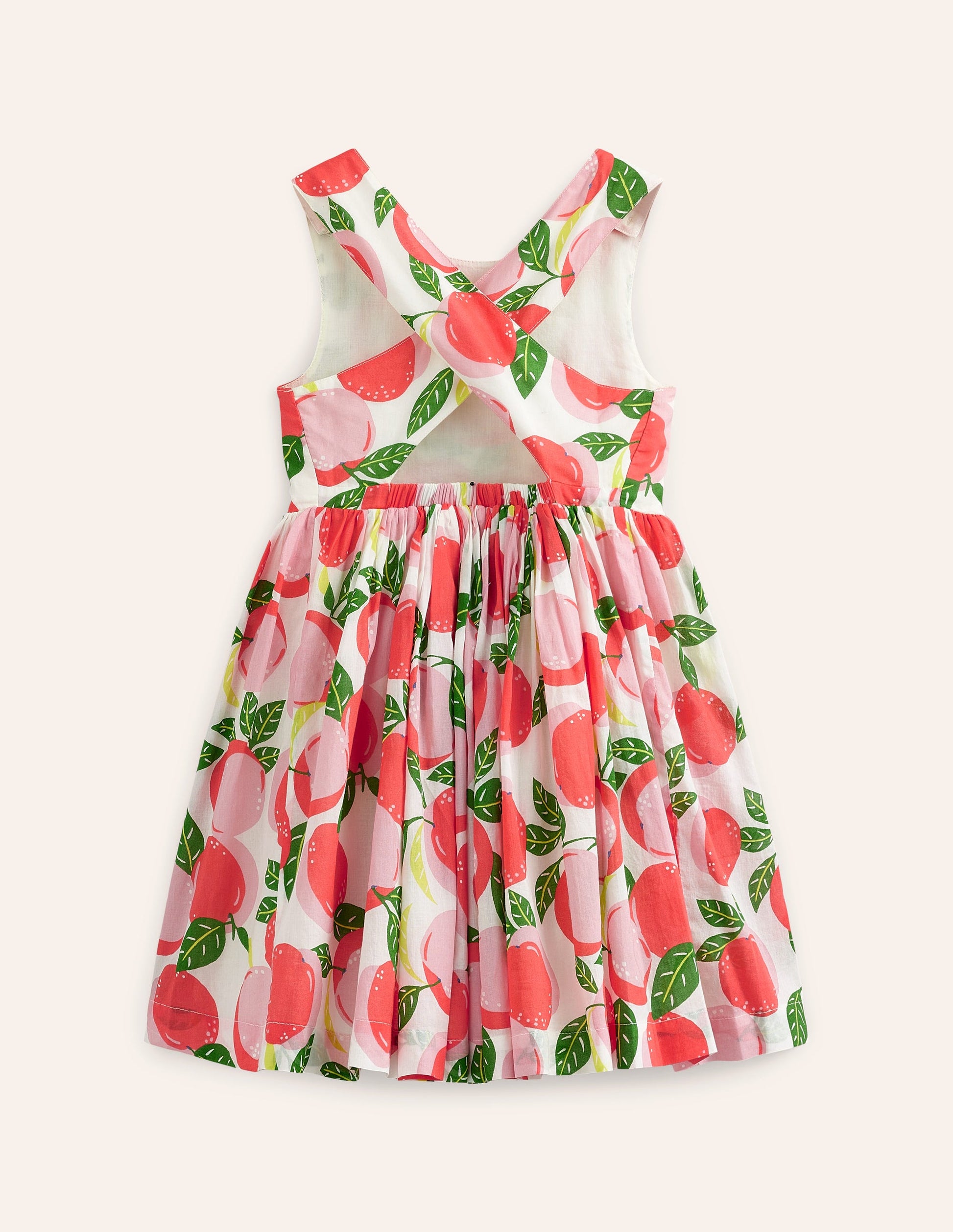 Kleid mit gekreuzten Rückenträgern-Naturweiß Pfirsiche-2