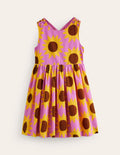 Robe à dos croisé-Motif Sunflower Geo rose