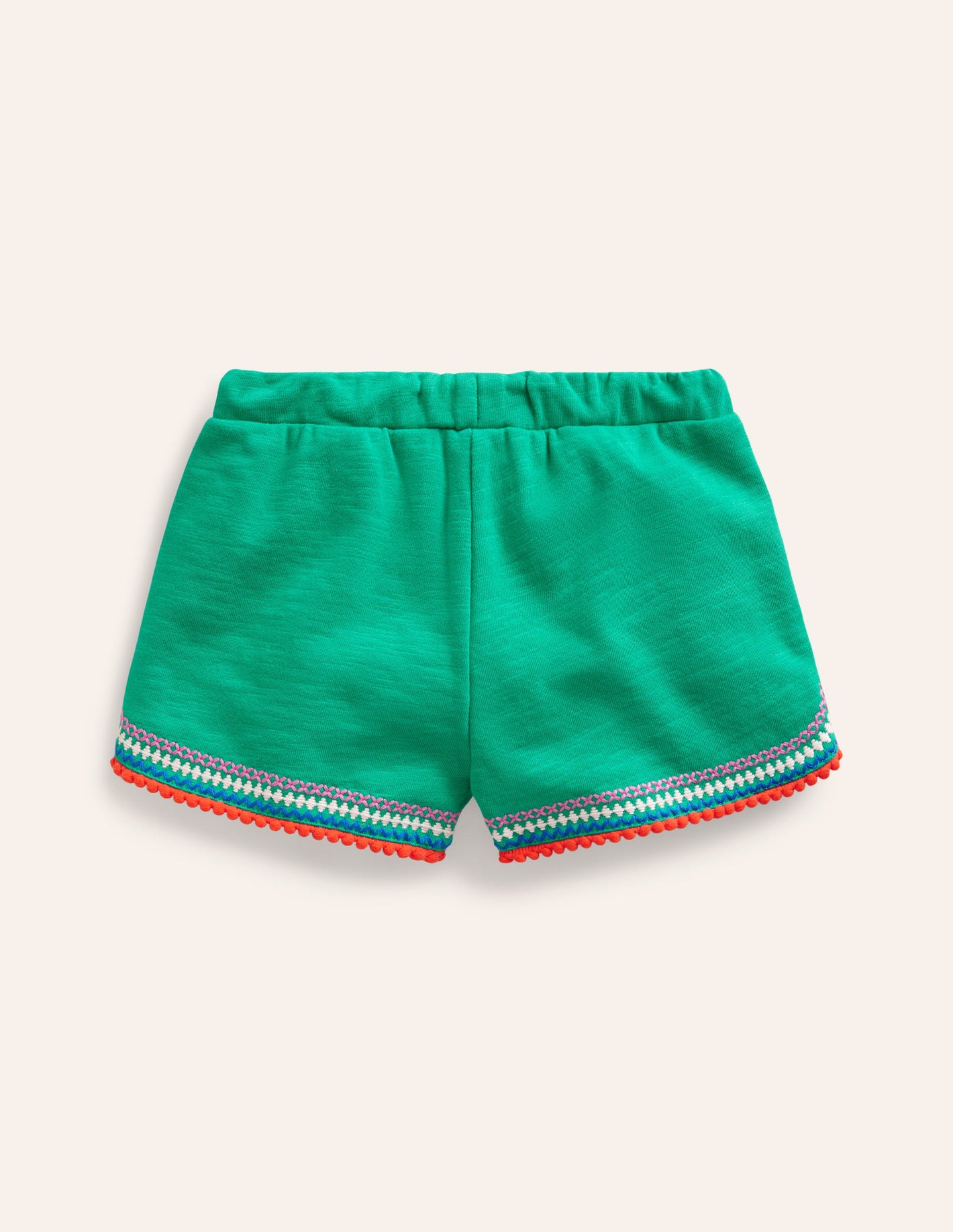 Jersey-Shorts mit Bommelbesatz-Jadegrün