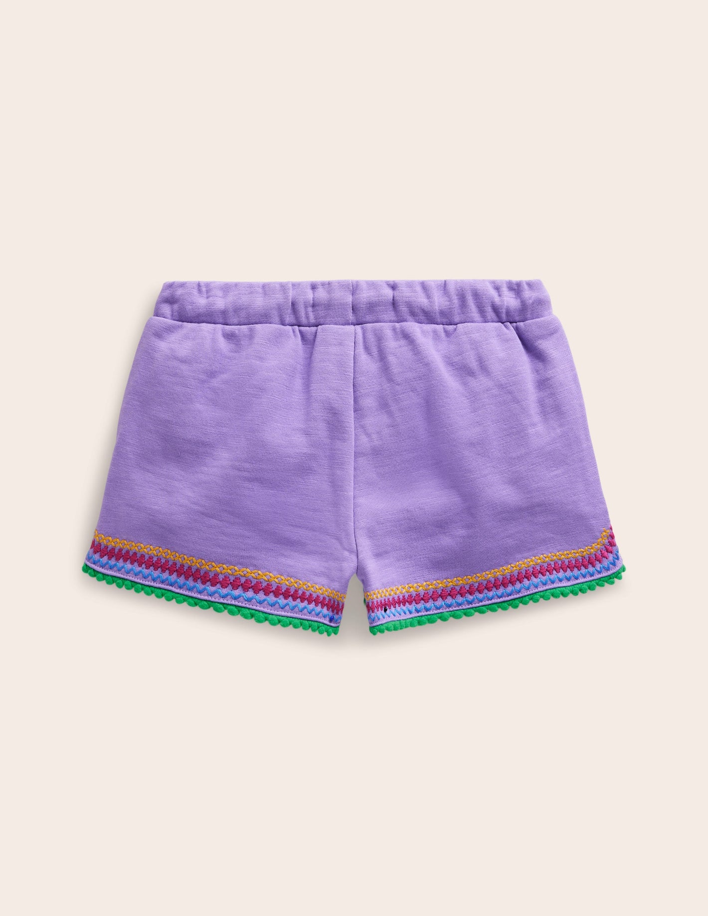 Jersey-Shorts mit Bommelbesatz-Krokus-Violett