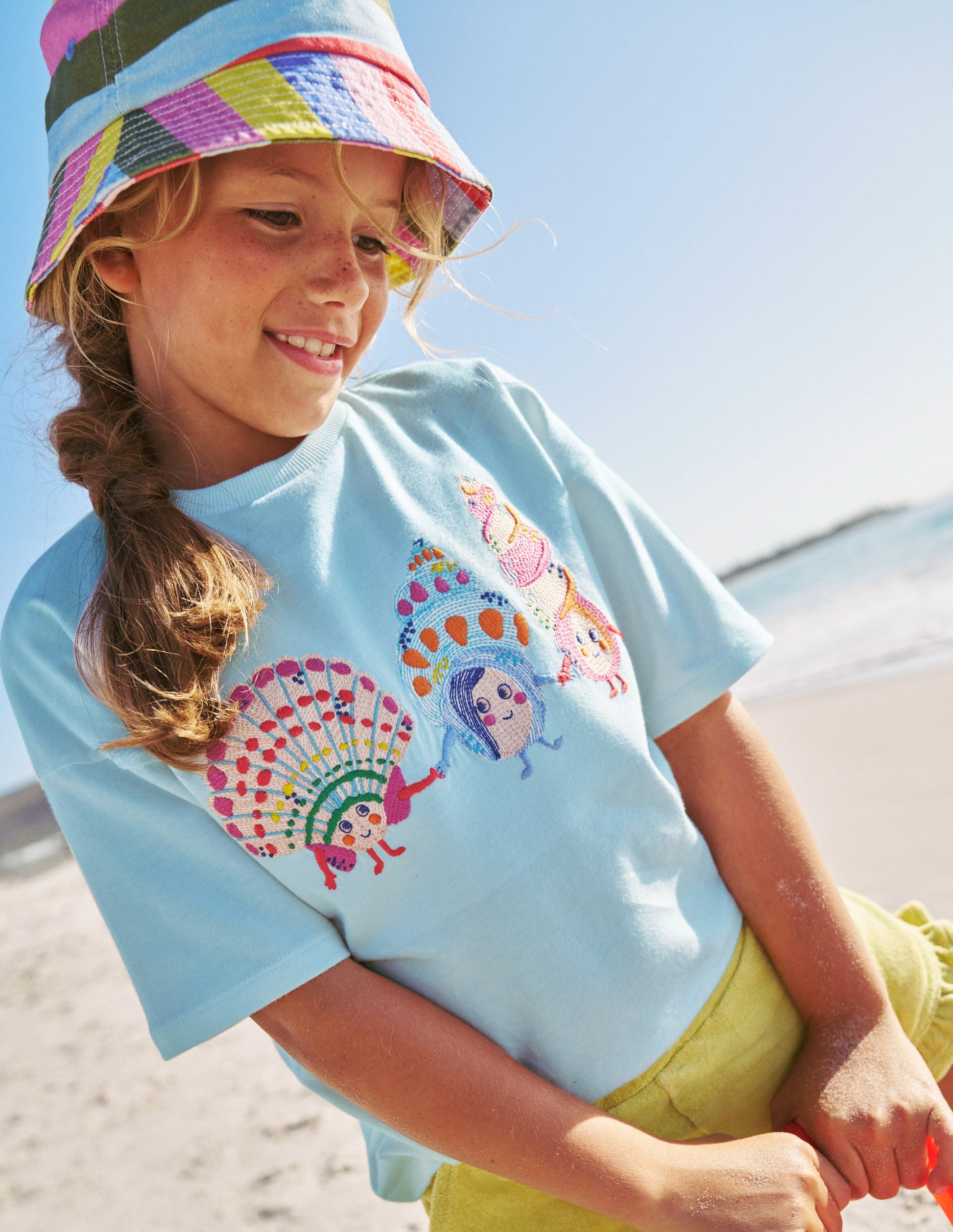 T-Shirt mit Superstitch-Logo-Vintage Blau-4