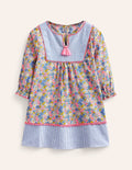 Langärmliger Kaftan mit Muster-Festivalrosa Nautisch Floral