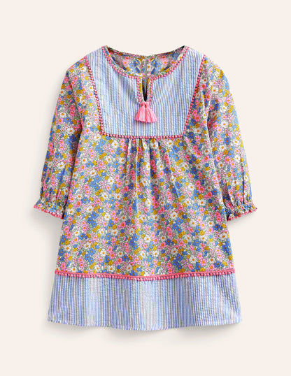 Langärmliger Kaftan mit Muster-Festivalrosa Nautisch Floral