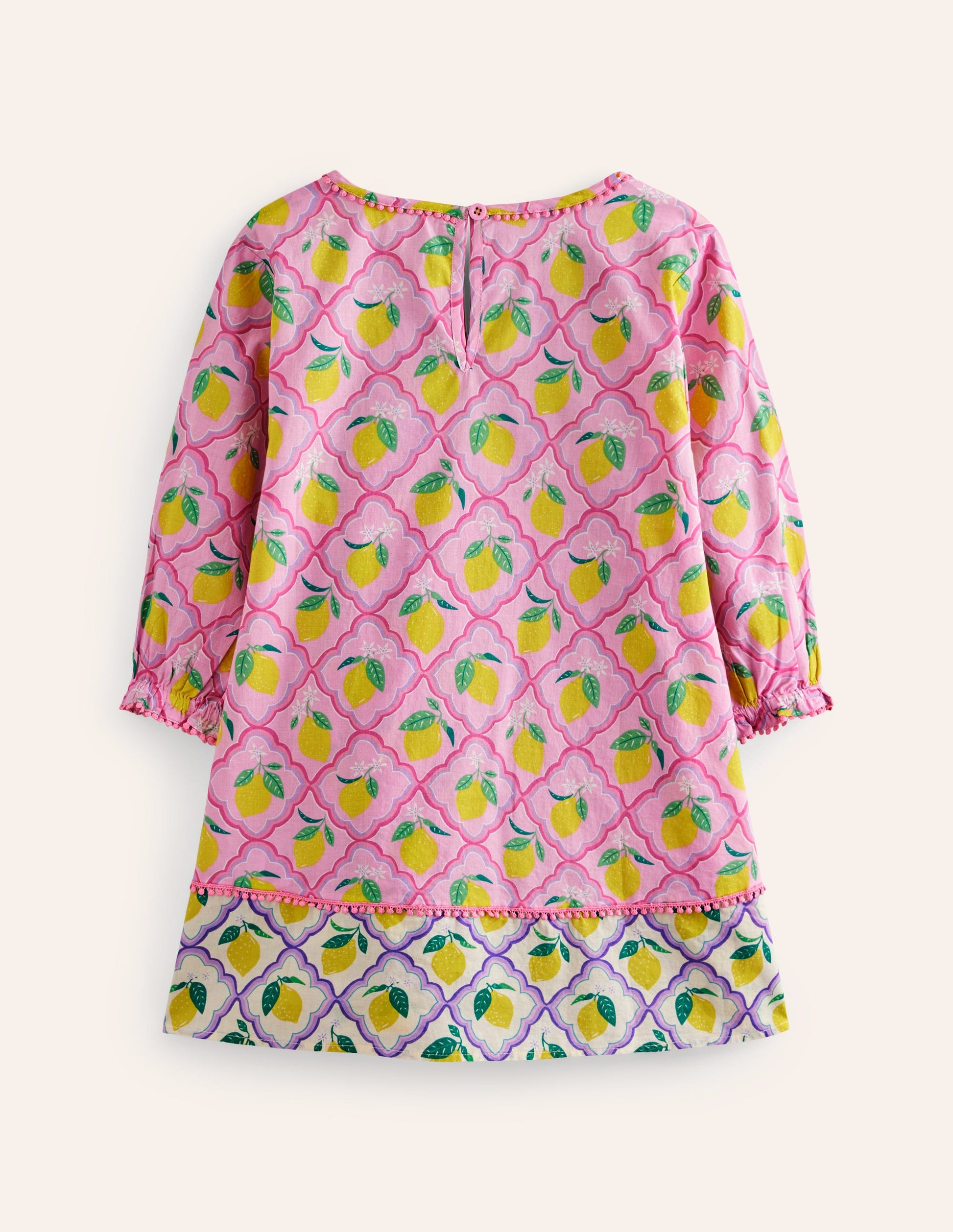 Caftan imprimé à manches longues-Citronneraie rose-2