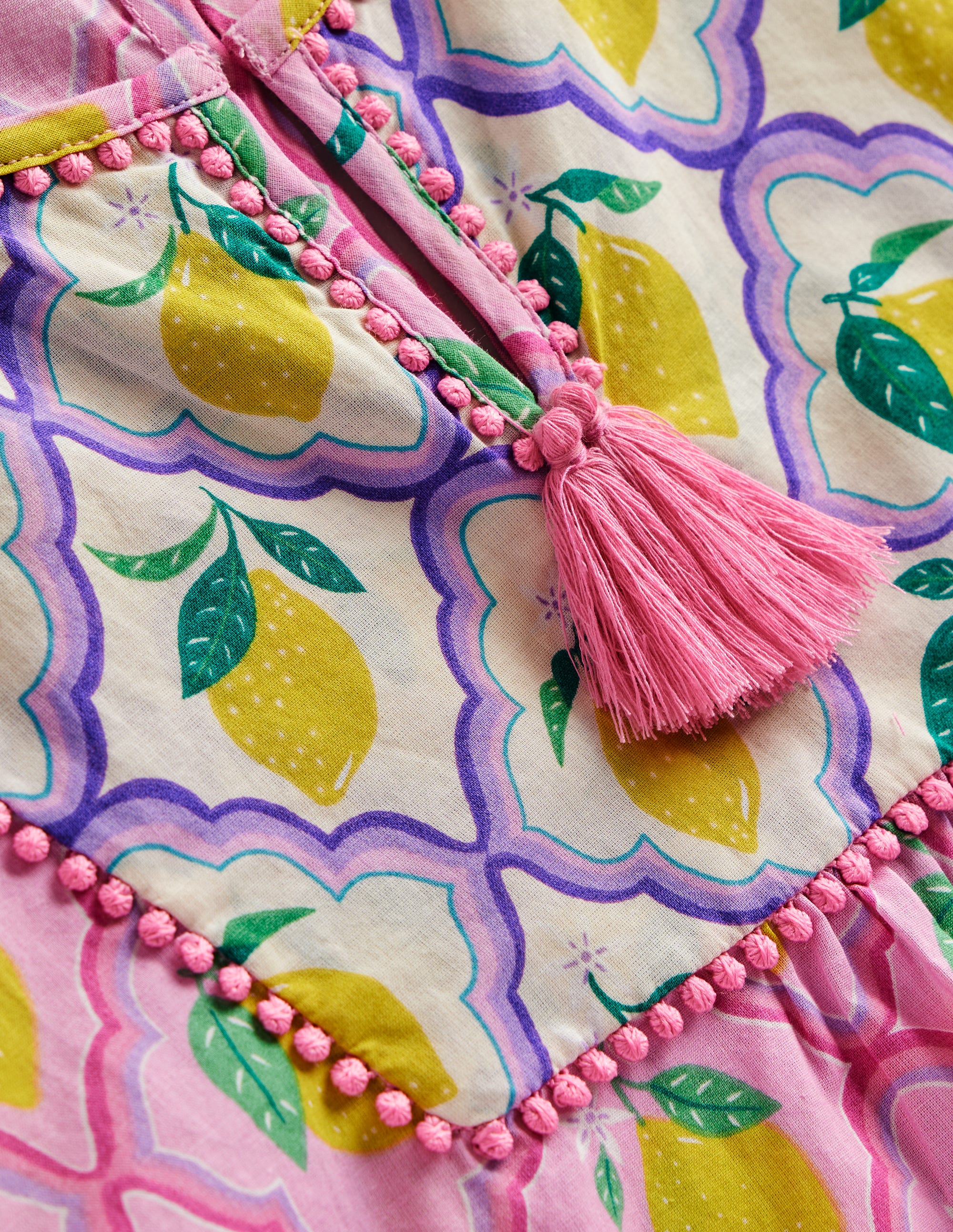Caftan imprimé à manches longues-Citronneraie rose - Image 3