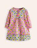 Caftan imprimé à manches longues-Citronneraie rose