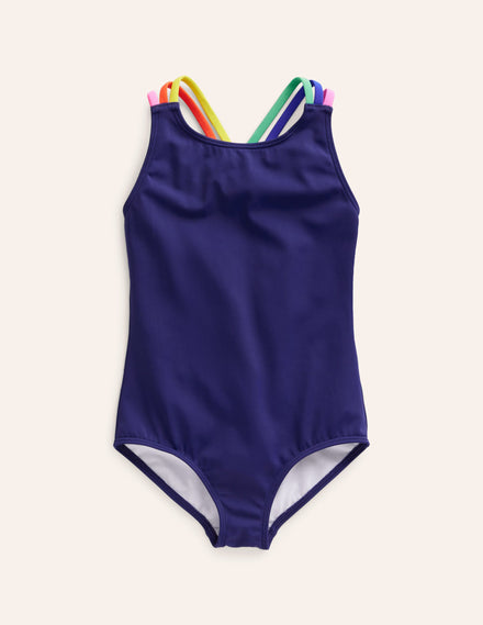 Maillot de bain à bretelles arc-en-ciel croisées dans le dos-Anemone