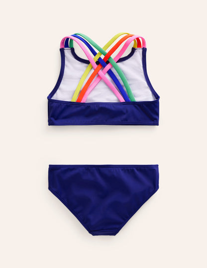 Bikini mit gekreuzten Rückenträgern in Regenbogenfarben-Anemone