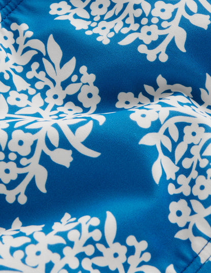 Bikini mit Puffärmeln-Cabana-Blau Kleines Blumenmuster