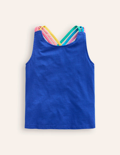 Rainbow Cross-Back Vest-Sapphire Blue