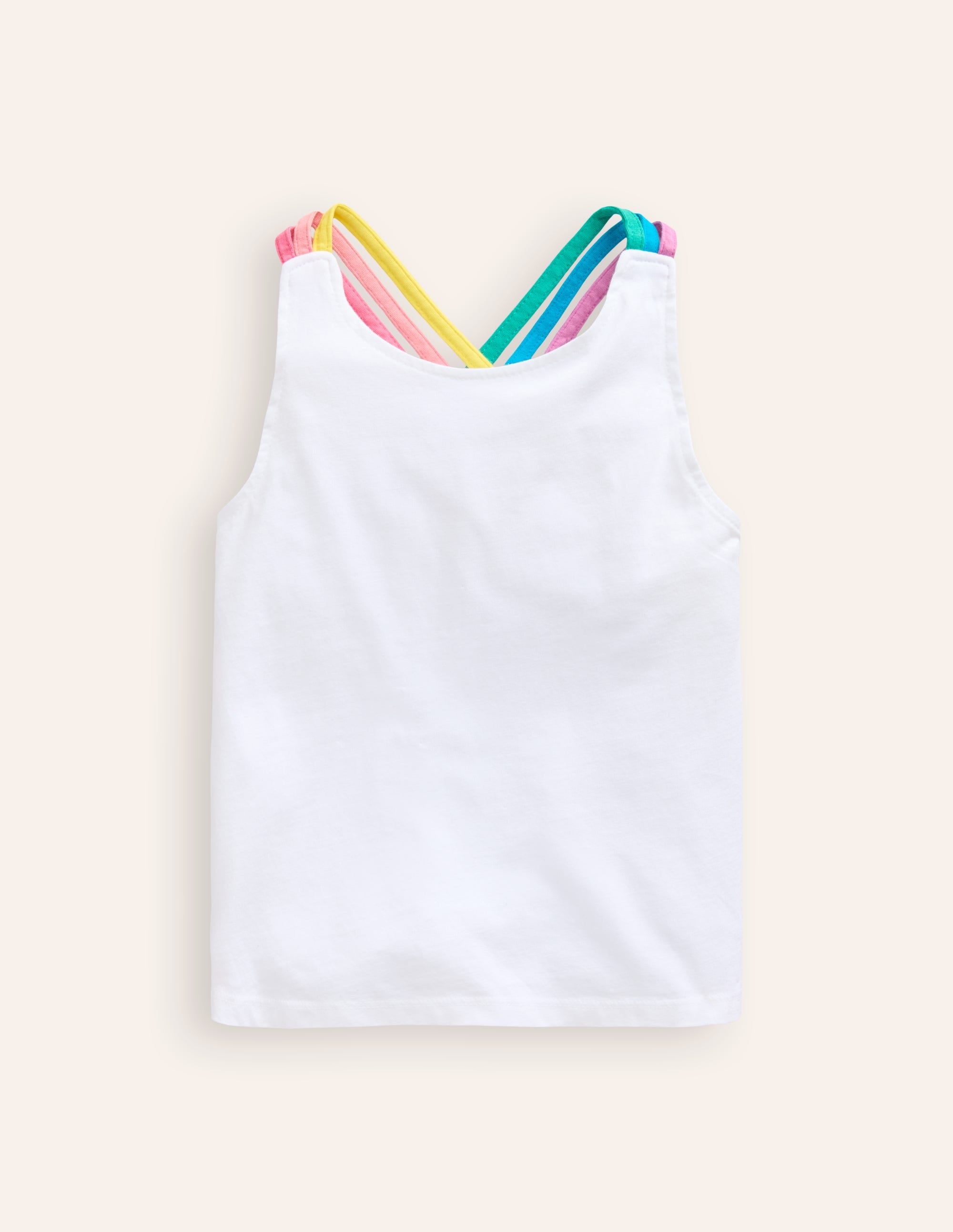Débardeur à bretelles arc-en-ciel croisées dans le dos-Blanc - Image 1