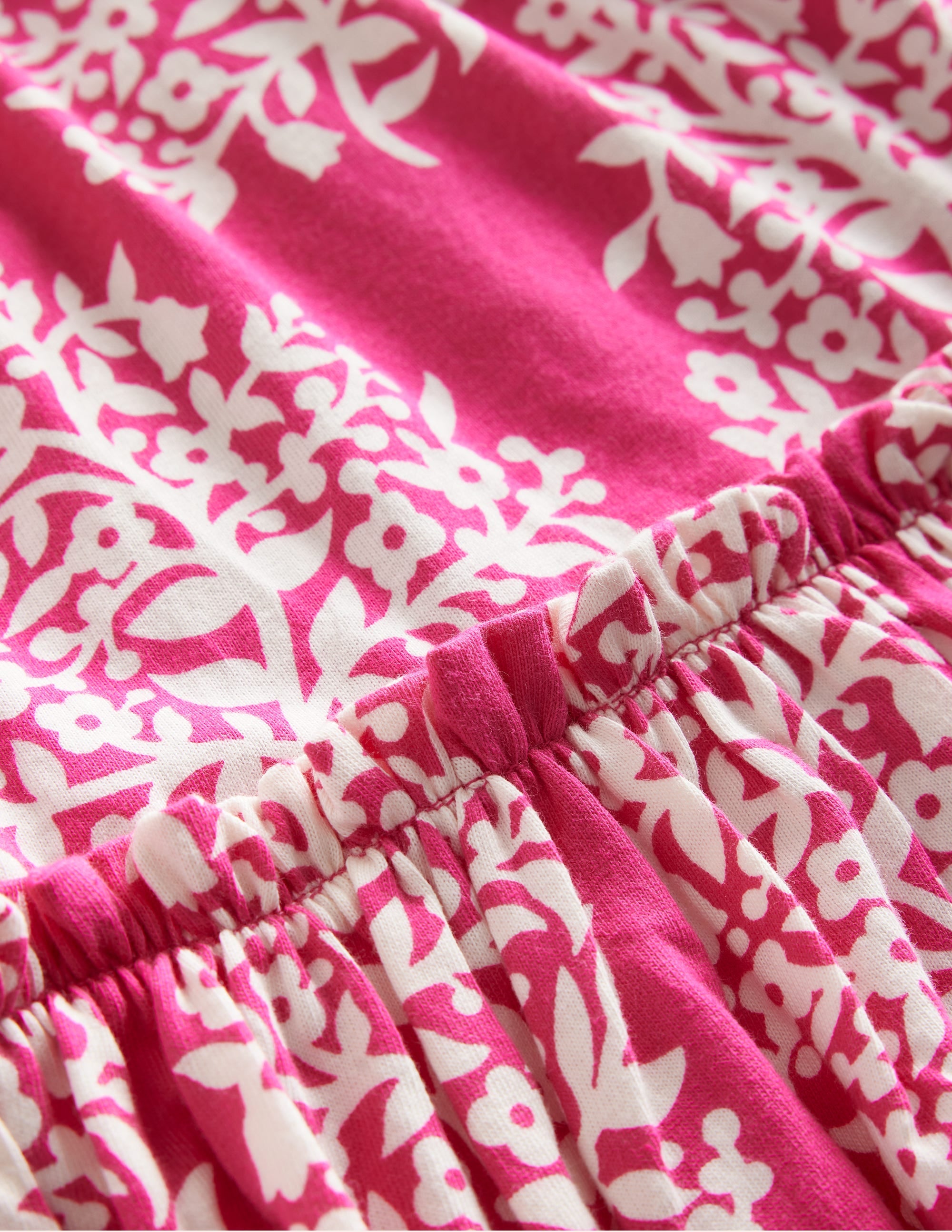 Jupe midi imprimée en jersey-Motif xylographique rose - Image 3