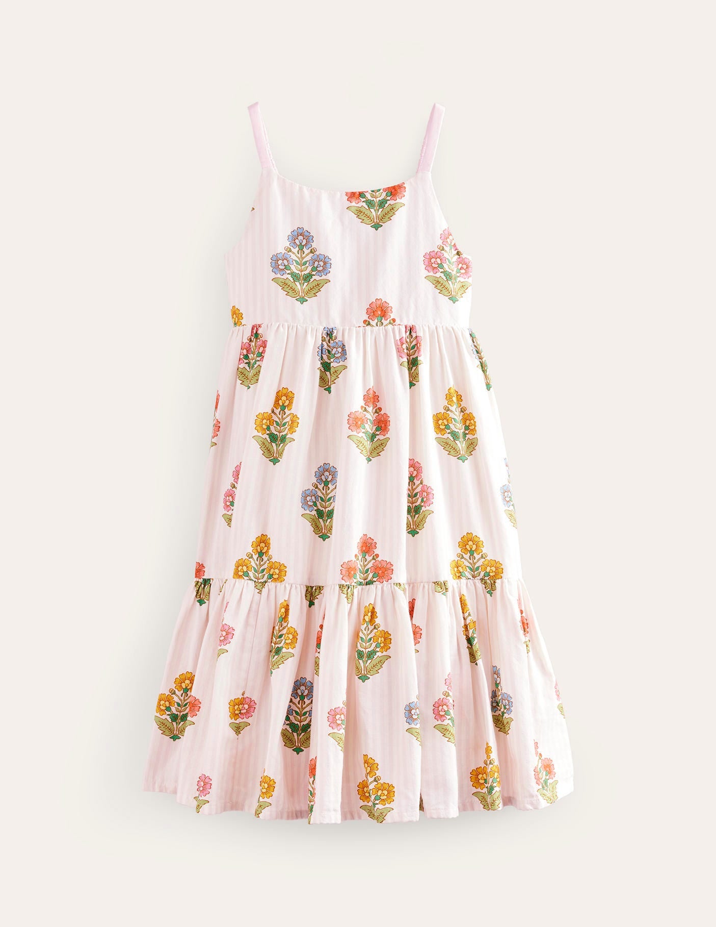 Robe d'été virevoltante à volants-Motif floral xylographique rose - Image 4