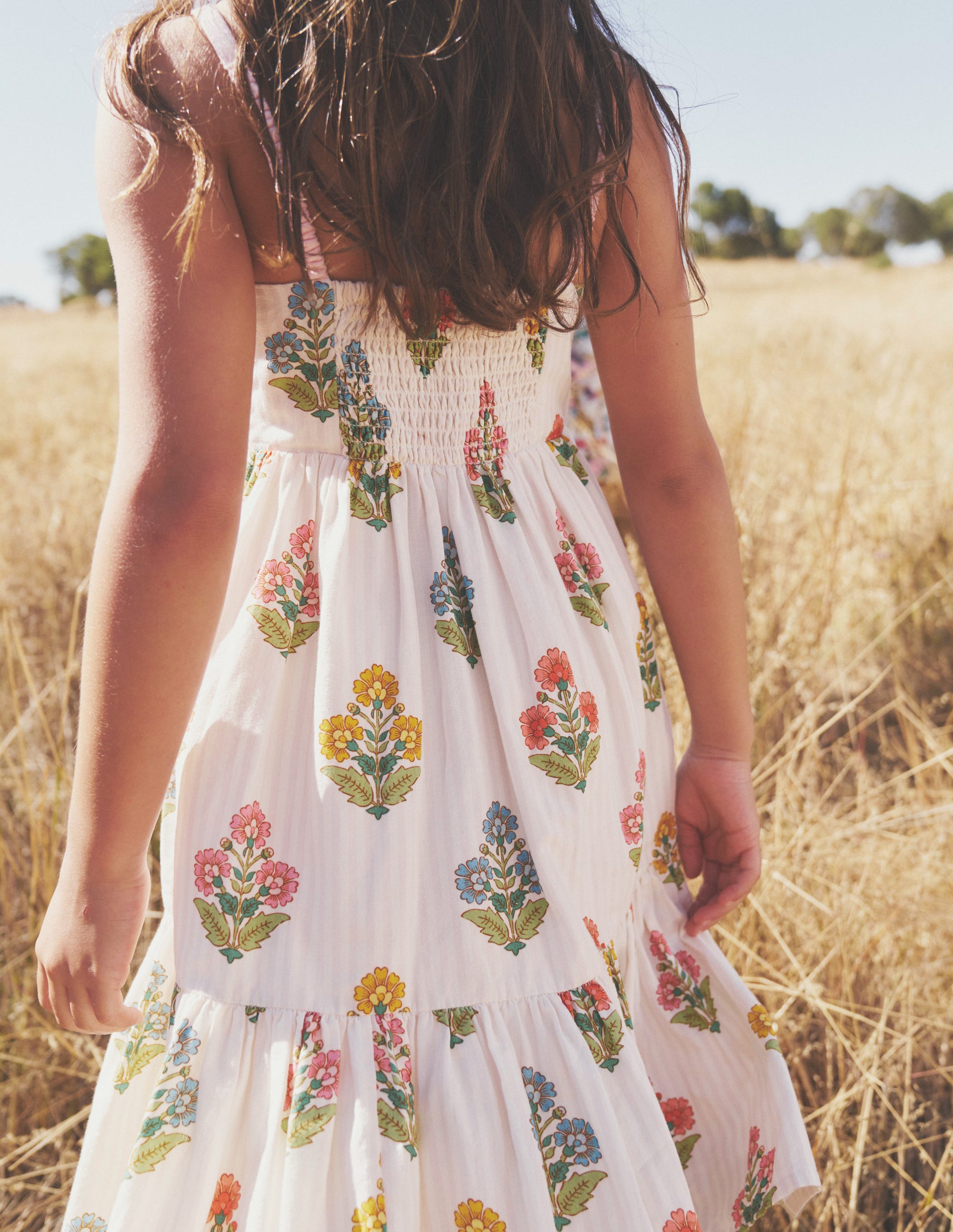 Robe d'été virevoltante à volants-Motif floral xylographique rose - Image 8