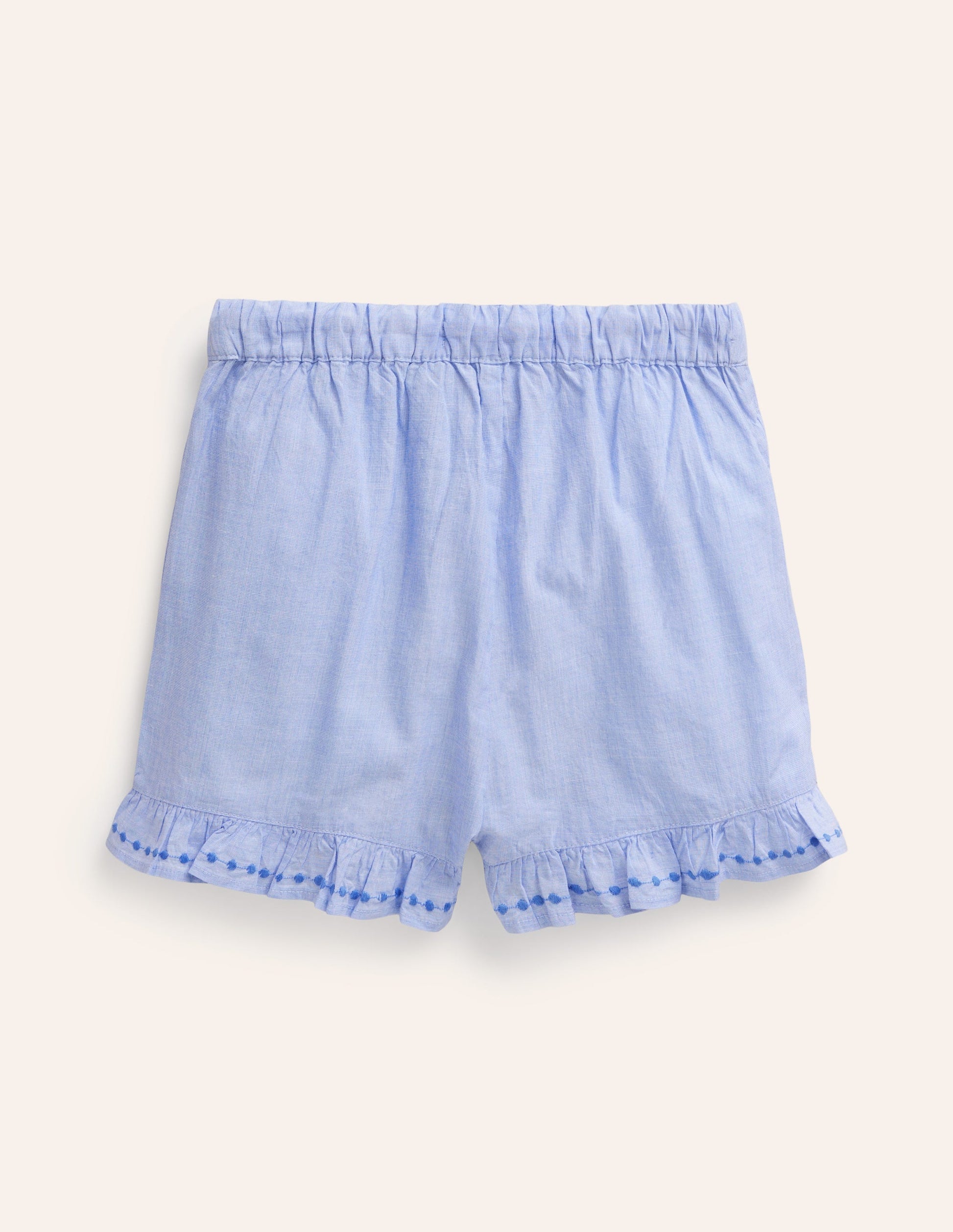 Gewebte Shorts mit Rüschensaum-End-on-End-Stickerei-2