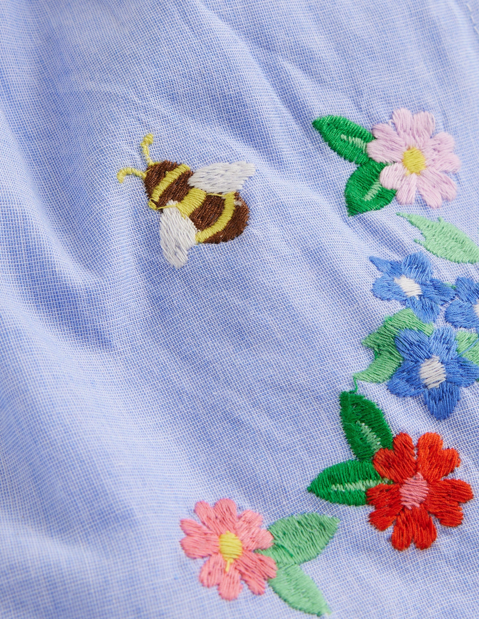 Gewebte Shorts mit Rüschensaum-End-on-End-Stickerei-3
