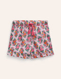 Gewebte Shorts mit Rüschensaum-Zuckermandel-Rosa Paisleymuster