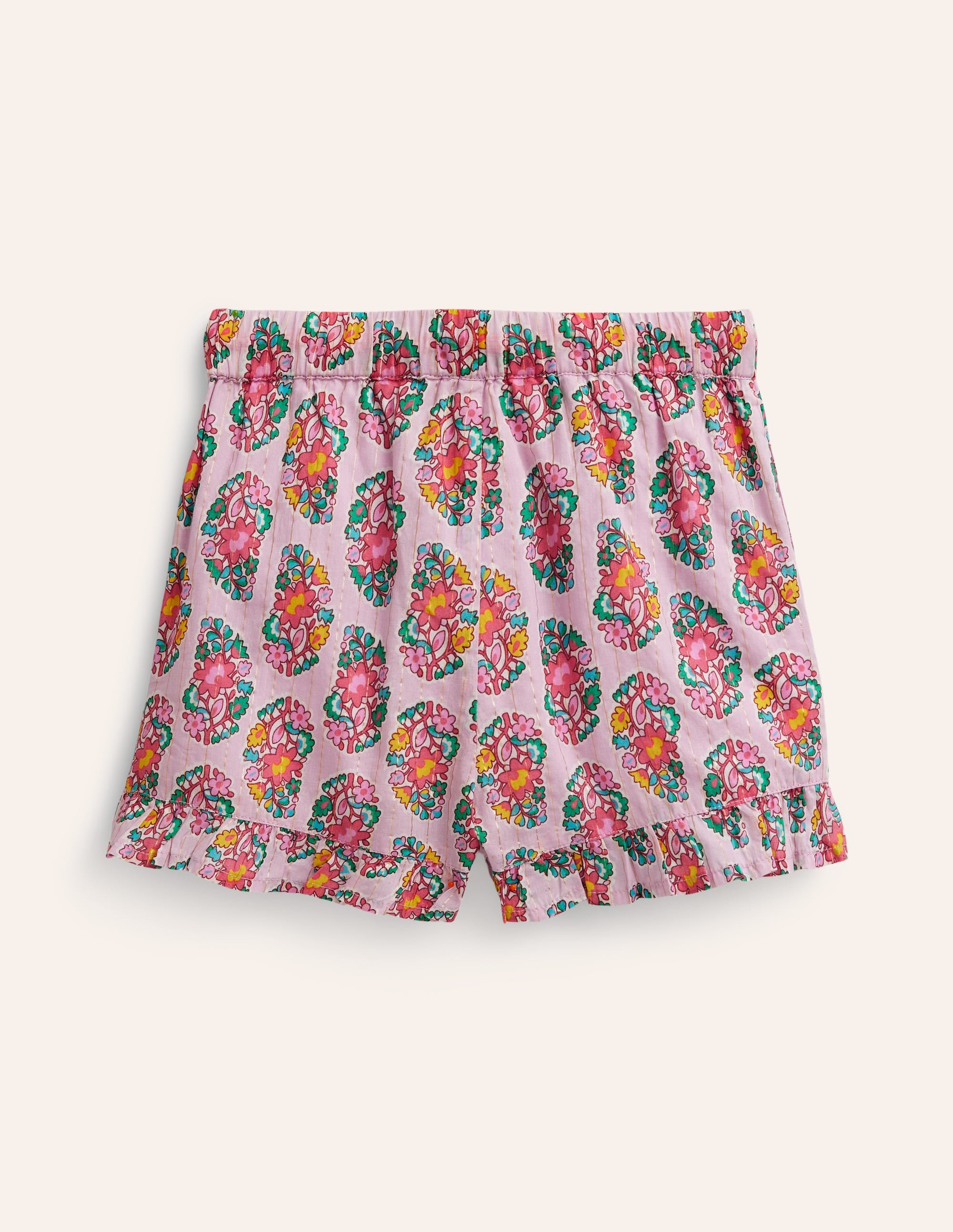 Gewebte Shorts mit Rüschensaum-Zuckermandel-Rosa Paisleymuster - Image 2