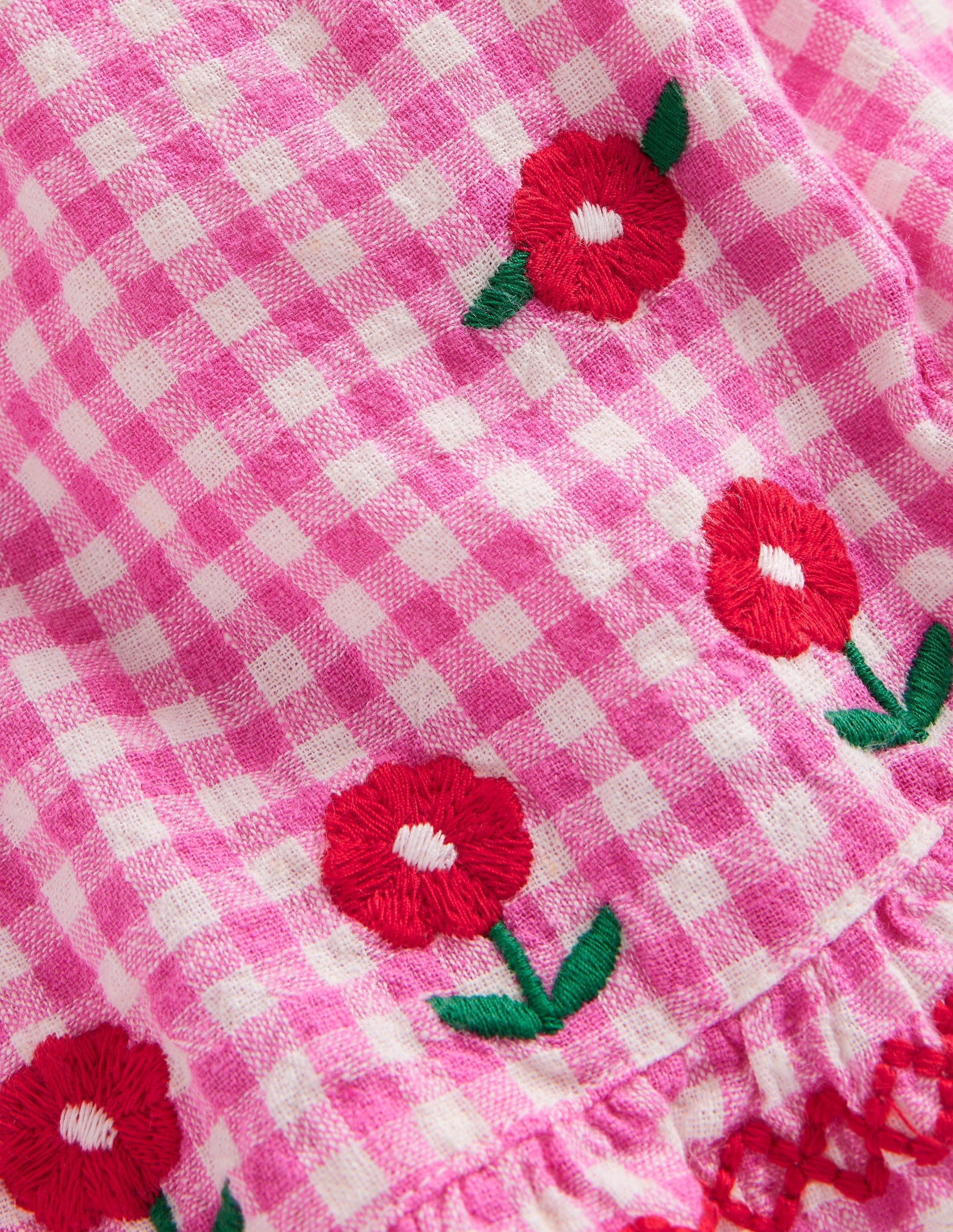 Gewebte Shorts mit Rüschensaum-Rosa/Naturweiß Vichykaro-3