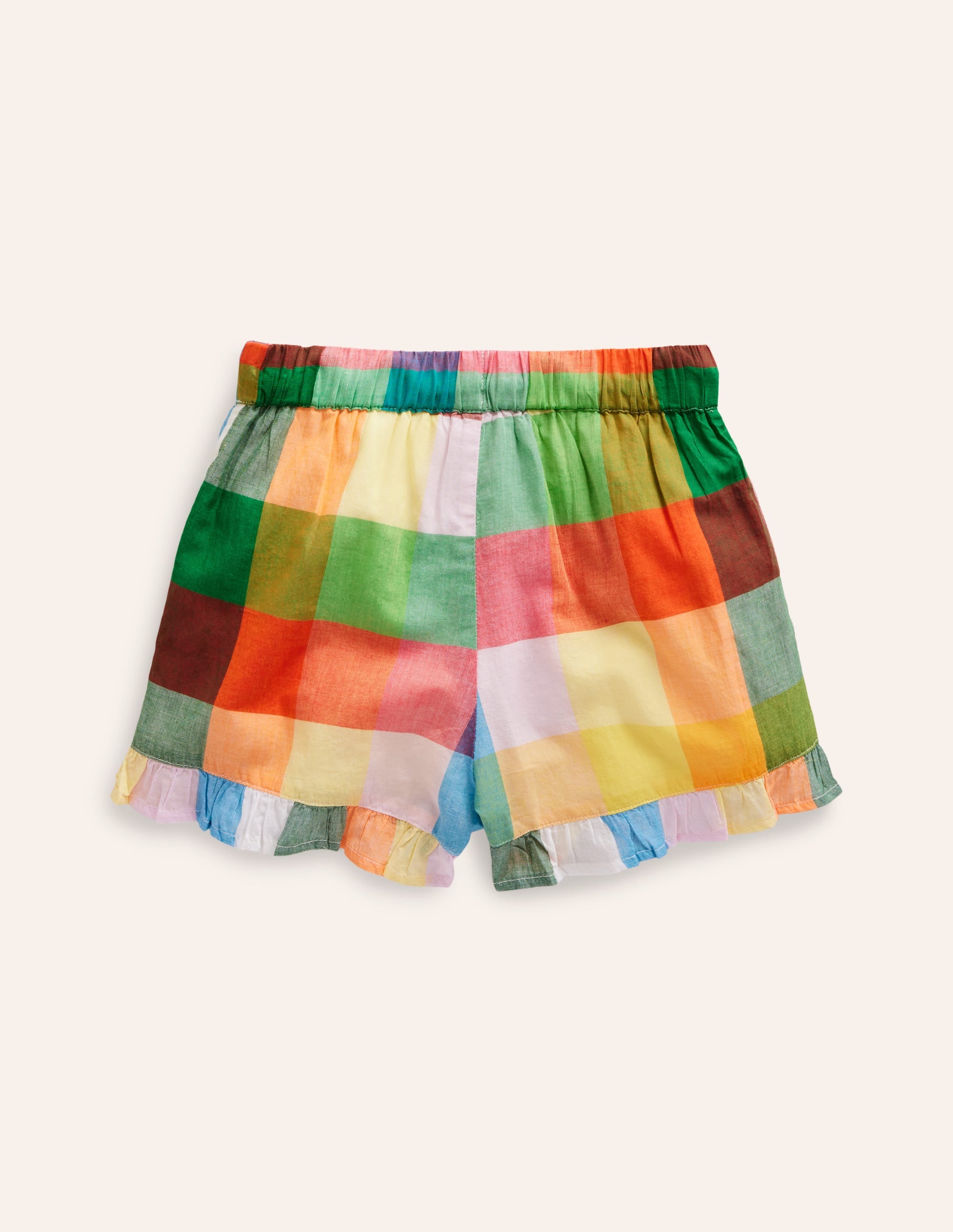 Gewebte Shorts mit Rüschensaum-Leuchtende Neonfarben Bunt Vichykaro - Image 4