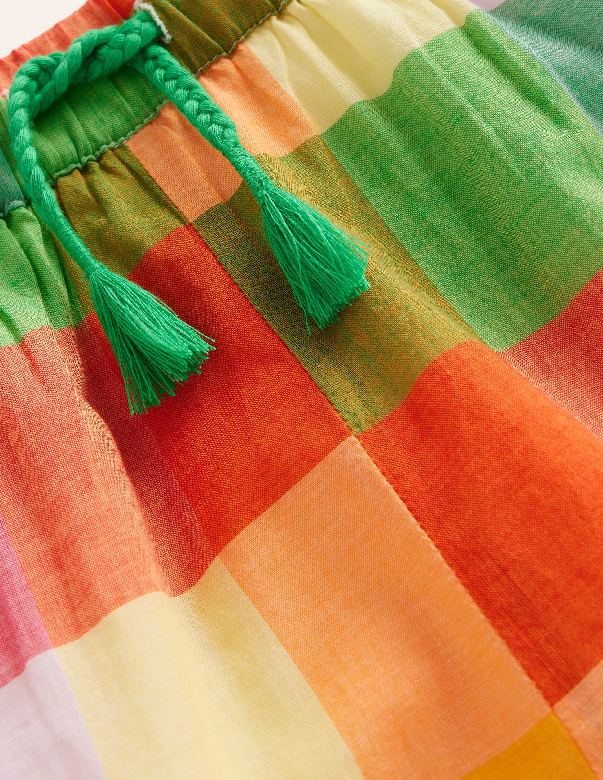 Gewebte Shorts mit Rüschensaum-Leuchtende Neonfarben Bunt Vichykaro-5