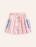 Jupe tournoyante à enfiler-Rayé lurex rose