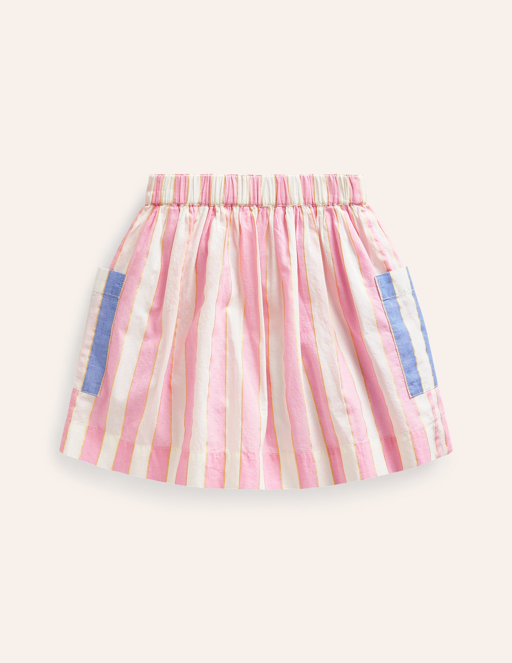 Jupe tournoyante à enfiler-Rayé lurex rose - Image 2